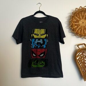 Marvel Dark Gray T-Shirt with Superhero Design hulk Spider-Man
